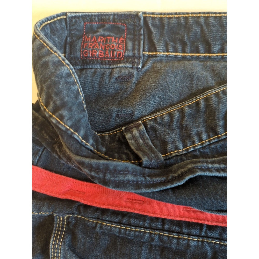 Men's Shorts MARITHE Francois GIRBAUD 38 Blue Denim Embroidered Waist Zipper Y2K